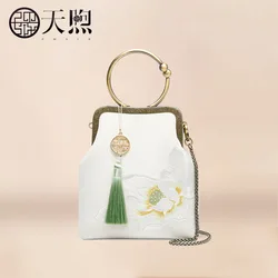 Pmsix Luxury Brand Crossbody Bag for Women 2023 New Advanced Designer Chinese Style Embroidered Leather Chain Shoulder Bag