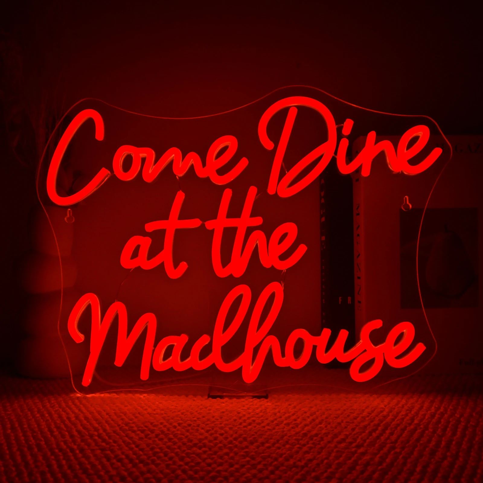 

Neon Sign Come Dine At the Madhouse Wall Decor for Red LED Light for Home Bar Gothic Halloween Horror Party Club Man Cave Decor
