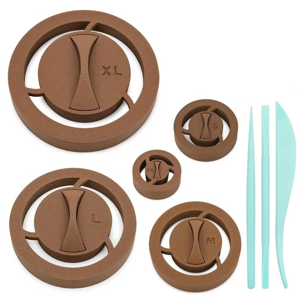 5+3P Pottery Foot Ring Tool with Shaping Tool, Clay Foot Shaper 5 Dia 3.94