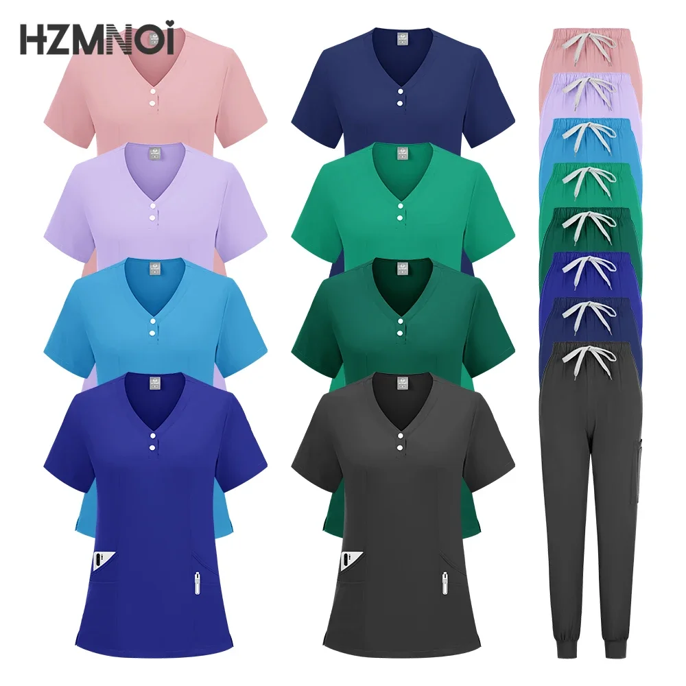 

Multicolor Surgical Uniforms Woman Nursing Sets Top + Pant Articles Medical Uniform Scrubs Clinical Beauty Salon Hospital Suits