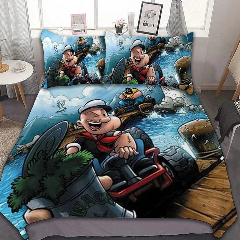 Sailor Duvet Cover Pillowcase P-Popeye Bedding Set Adult Boy Girl Bedroom Decoration Children Single Double Large Size