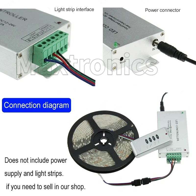 Controller LED wireless 12A 24A 30A Dimmer telecomando RF a 4 tasti per controller modulo luce striscia LED 5050 3528 RGB DC12 ~ 24V