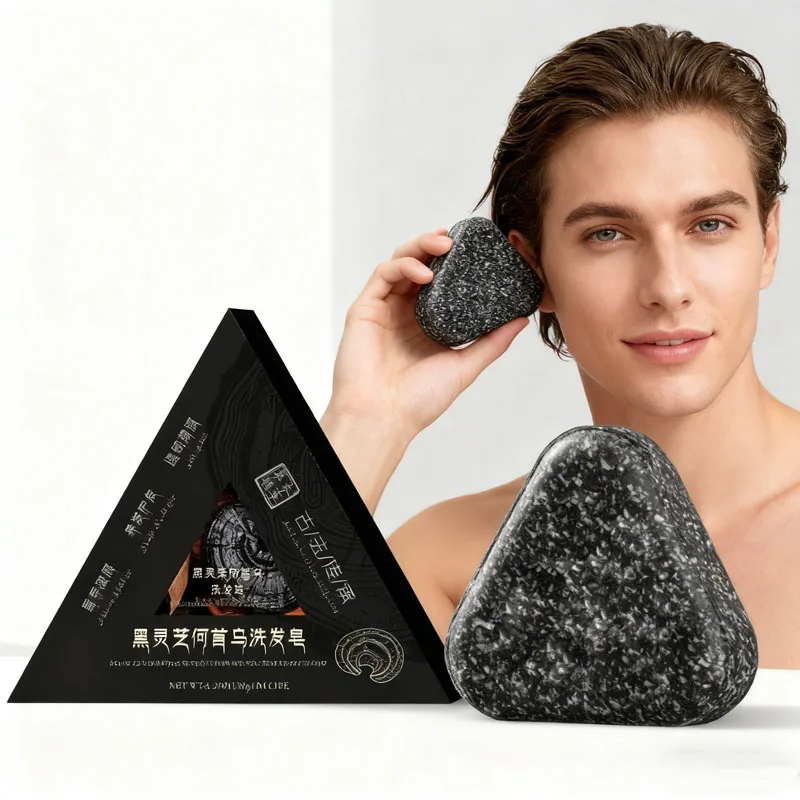 

Травяной шампунь для черных волос, мыло Black Lingzhi Polygonum Multiflorum, контролирует масло и питает волосы, хит продаж, мыло для роста волос