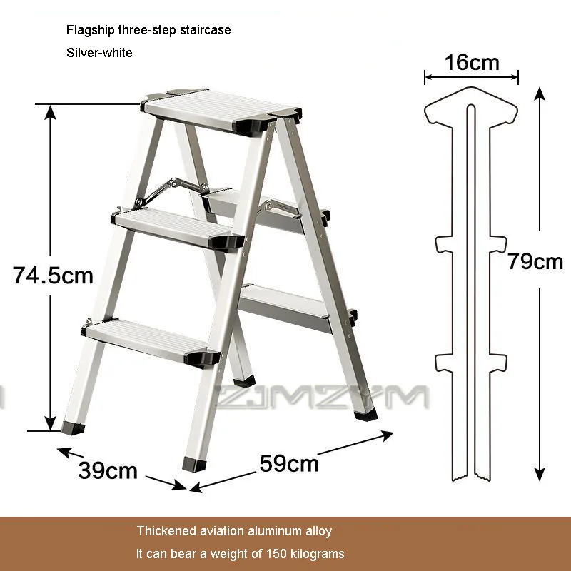Stable Anti-slip Herringbone Ladder Double Sides Available Aluminum Alloy High Stools Thickened Folding Climbing Ladder Stool image 4