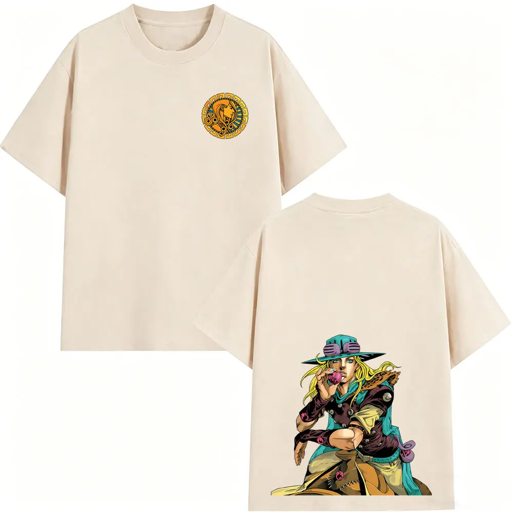 Anime Jojo Bizarre Adventure Steel Ball Run Gyro Zeppeli Merch T Shirts Men Women Manga Vintage Oversized Short Sleeve T-shirts
