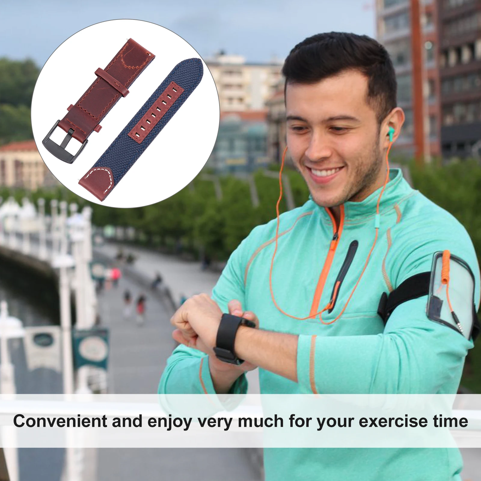 

Vintage Watchband 22Mm Adjustable Replacement Strap For Smart Watch Durable Comfortable Wristband Band Water Resistant