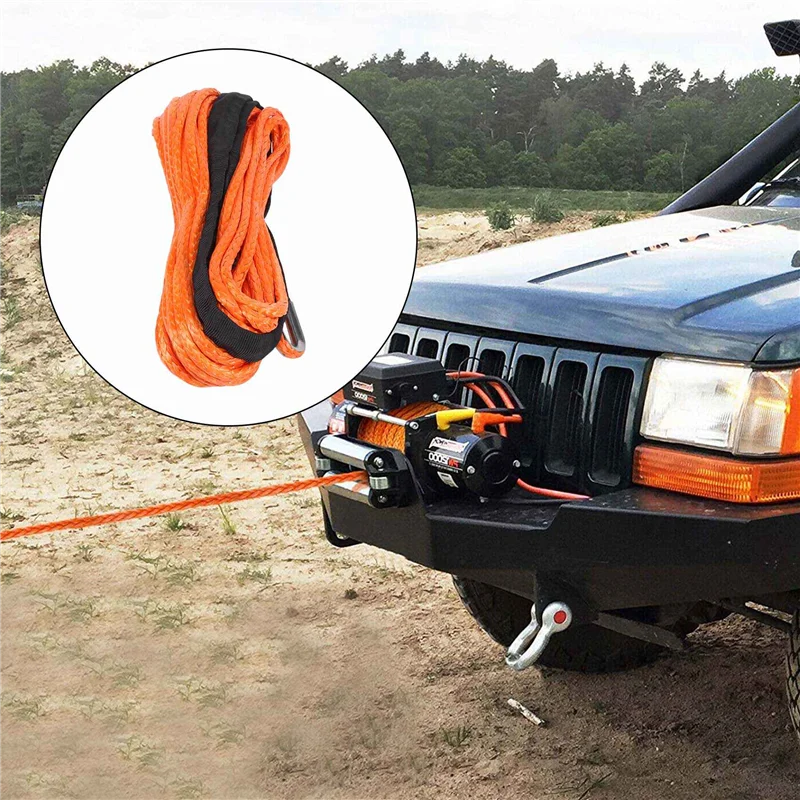 Synthetic Winch Rope, 1/4 X 50Ft Synthetic Winch Rope Line Cable For ATV UTV SUV Truck Boat Winch