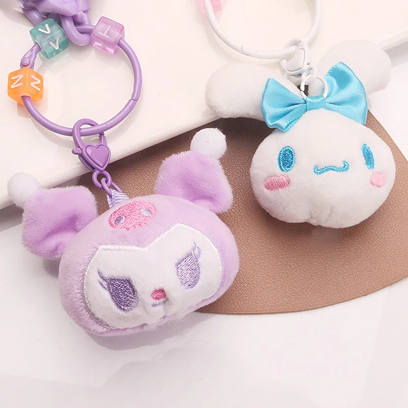 Cute Plush Cartoon Pudding Dog Doll Car Keychain Pendant Creative Colorful Acrylic Heart Tag Bag Charm Pendant Decoration