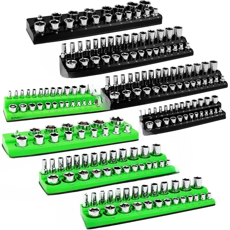 مجموعة أدوات تنظيم المقبس المغناطيسي مكونة من 8 قطع، حامل المقبس المغناطيسي، 1/4 بوصة، 3/8 بوصة، 1/2 بوصة يحمل 171 قطعة من الصواني المغناطيسية #1