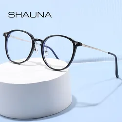 SHAUNA Anti-Blue Light Fashion Rivets Round Glasses Frame Optical Frames Computer Glasses