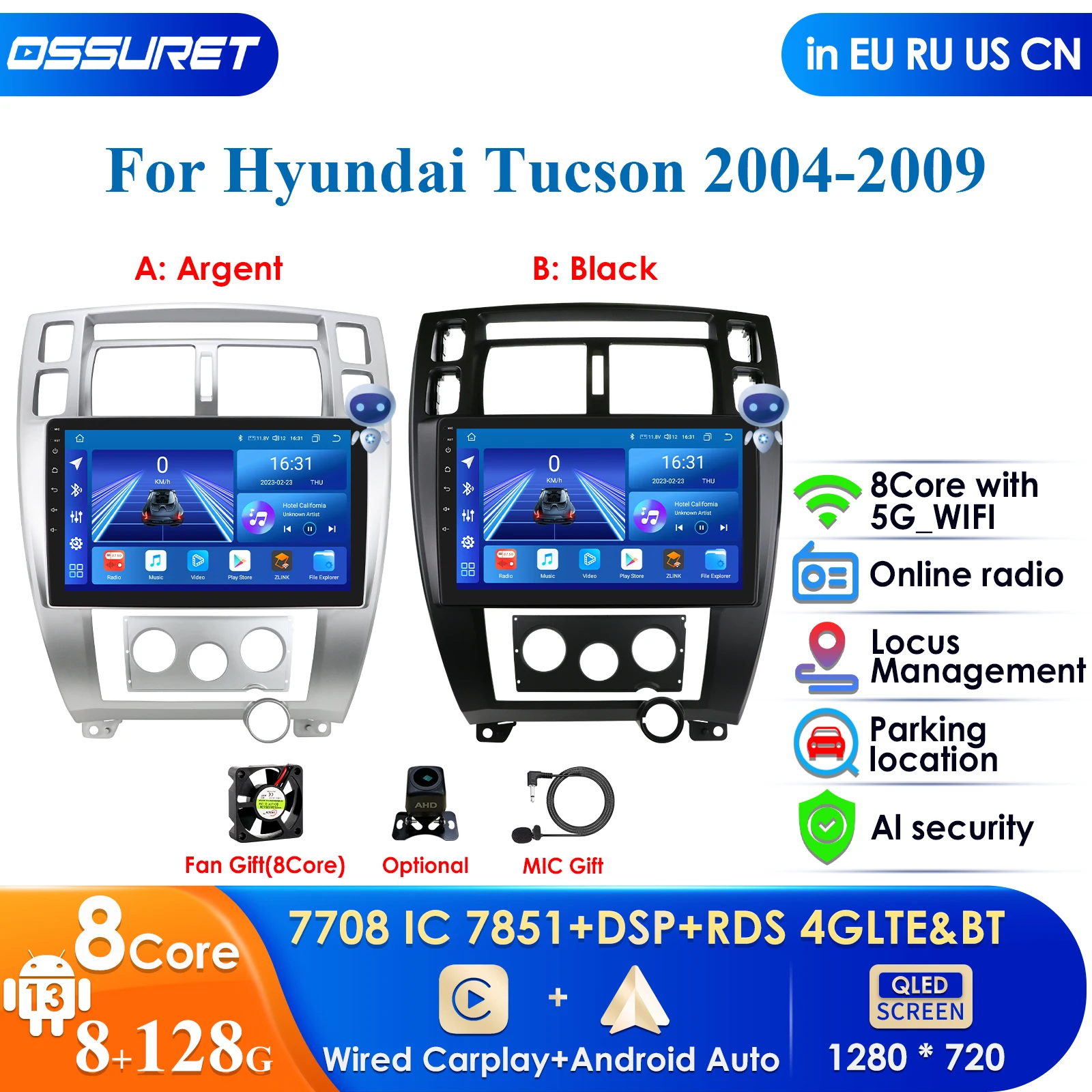 

Carplay 4G DSP 7862 QLED Screen 2din Android Autoradio for Hyundai Tucson 2004-2009 Car Radio Multimedia Video Player GPS Stereo