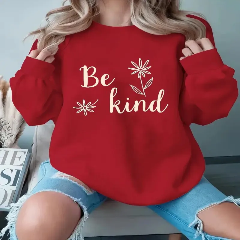 

Be Kind with Flower Дышащие графические футболки, изготовленные из мягкого хлопка, с короткими рукавами и круглым вырезом, подходят для одежды Y2k и женской одежды в стиле Харадзюку