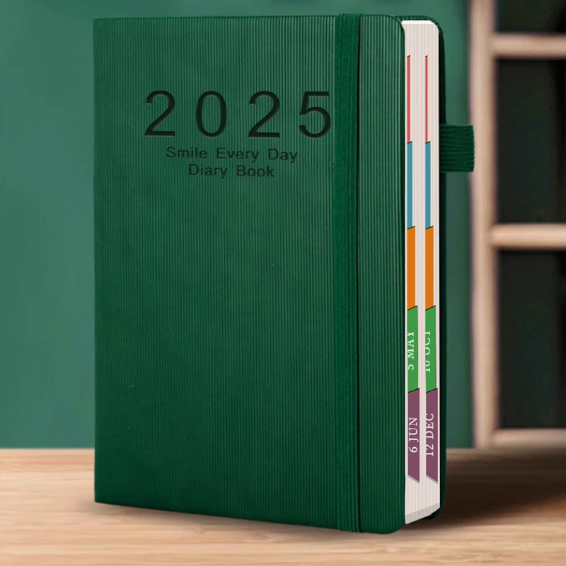 2025 Calendar Notebook With Bandage, 400 Pages Time Management Efficiency Plan Agenda Book, Office Supply Stationery Notepad