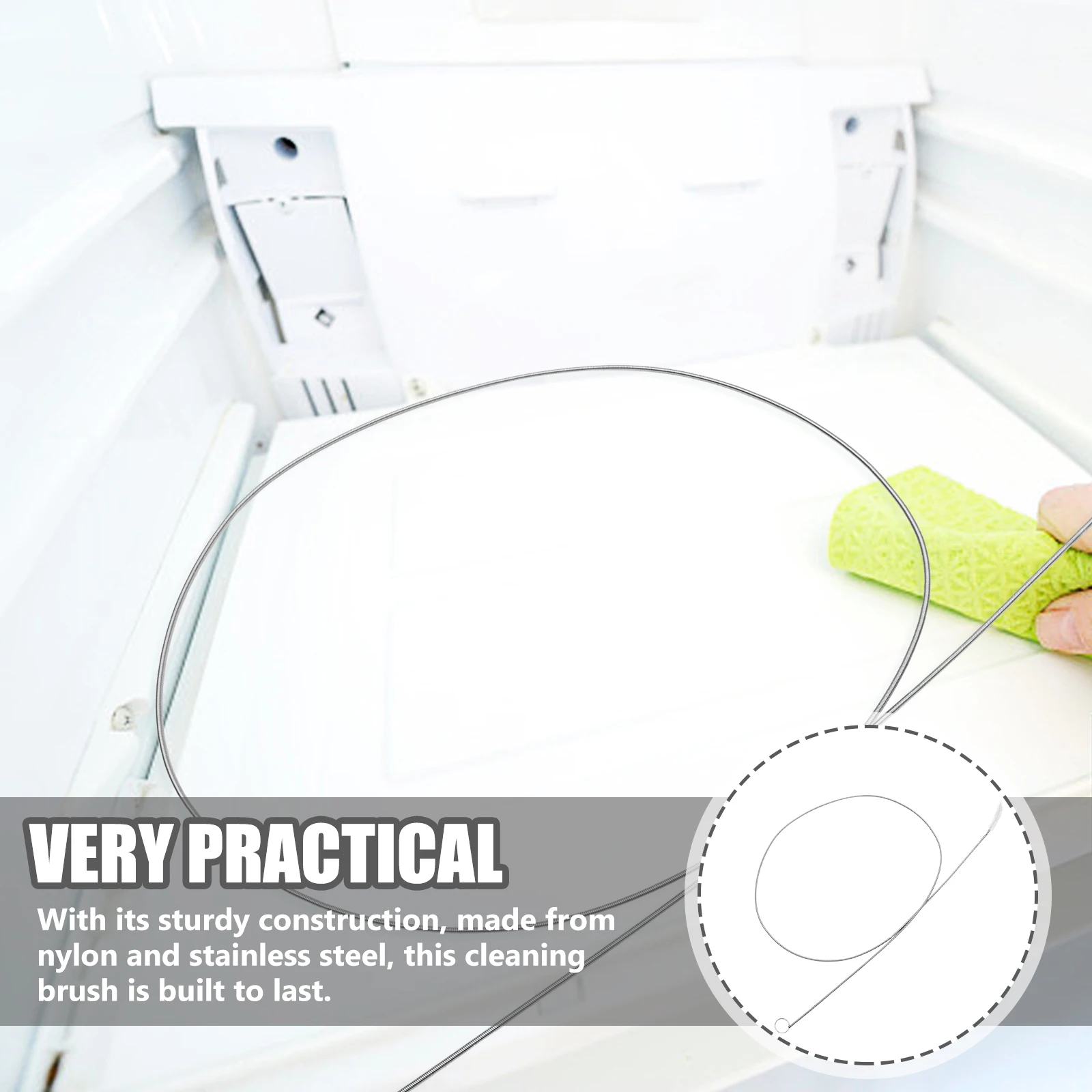 

Refrigerator Water Cleaner Flexible Brush for Fridge Tube Stainless Steel White Home Office Plumbing Tool