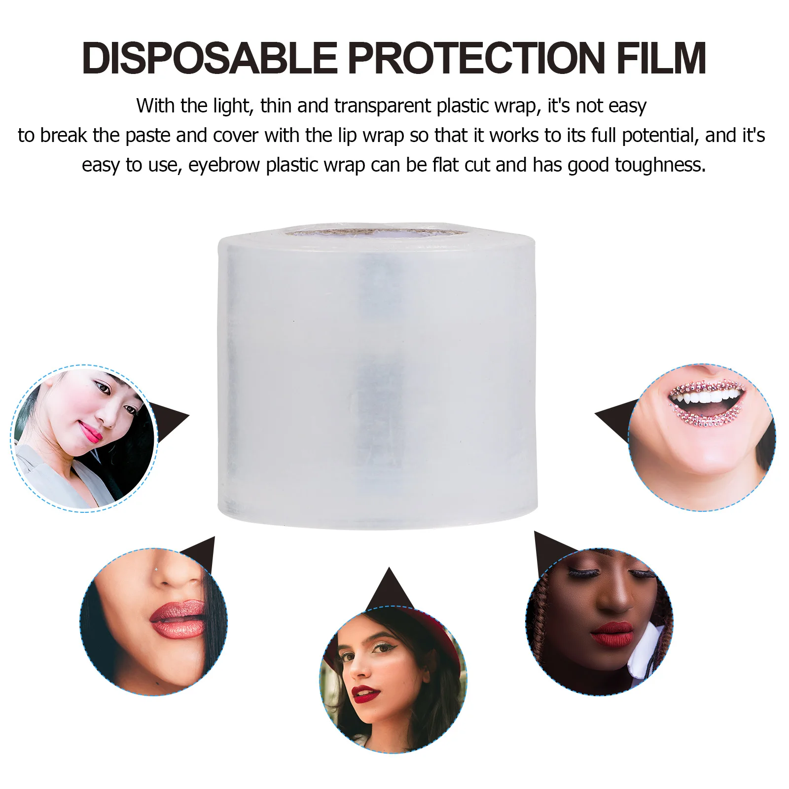 

3 Rolls Plastic Film Disposable Protection Lip Stretchy Lightweight Compact Ultra Thin Elastic Makeup Supplies Office Binding