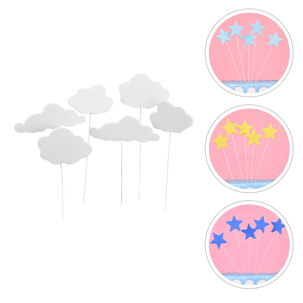 

EVA Cloud Cake Toppers Lightweight Decorative Insert Birthday Cupcake Picks Practical Topper Eva Cards
