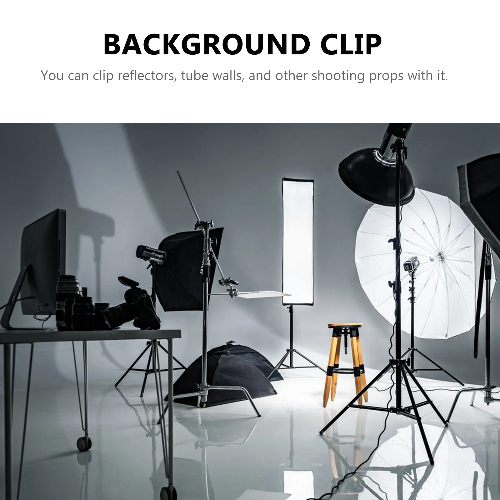 Photo Folder Metal Clamp Long Arms Gooseneck Clip Paper Holder Lighting for Studio Background