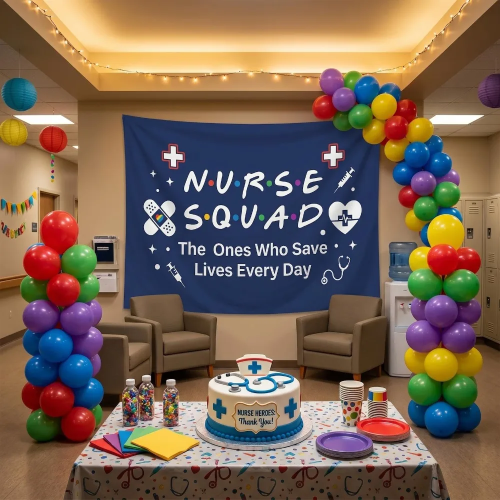 Nurse Squad Tapestry Friends Style Wall Art for RN Appreciation Gift Aesthetic Room Decor