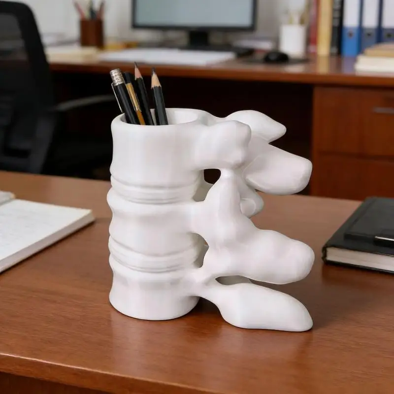 〔NN71〕1Pcs 3D Printed Spine Shaped Pen Holder With Creative Fun Design And Sturdy Base For Office Desk Home Study  Staff Gifts