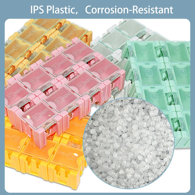 SMT SMD Container Box, Mini Electronic Components Parts Assortment Storage Case with Transparent Lid,  Tool Organizers