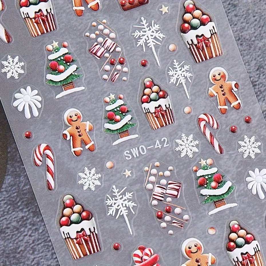 5 قطع من ملصقات الأظافر الشتوية لتخفيف عيد الميلاد، سهلة الاستخدام لتزيين الأظافر DIY، والهدايا والحفلات ومكياج الزفاف وتصفيفه #5