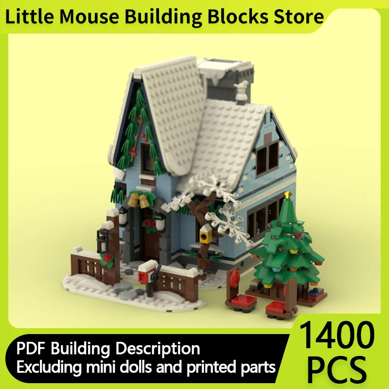 

City Street View Model MOC Building Bricks Winter Village Cottage Modular Technology Gifts Holiday Assemble Children Toys Suit