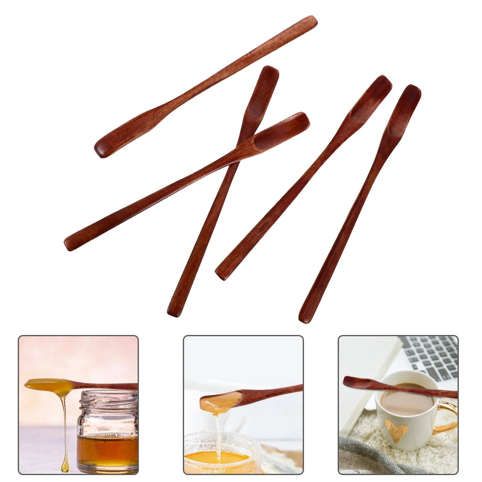 5 Pcs Kitchenware Wooden Mixing Spoon Teaspoon Evil Goods Beef Tallow Honey Balm Stirring