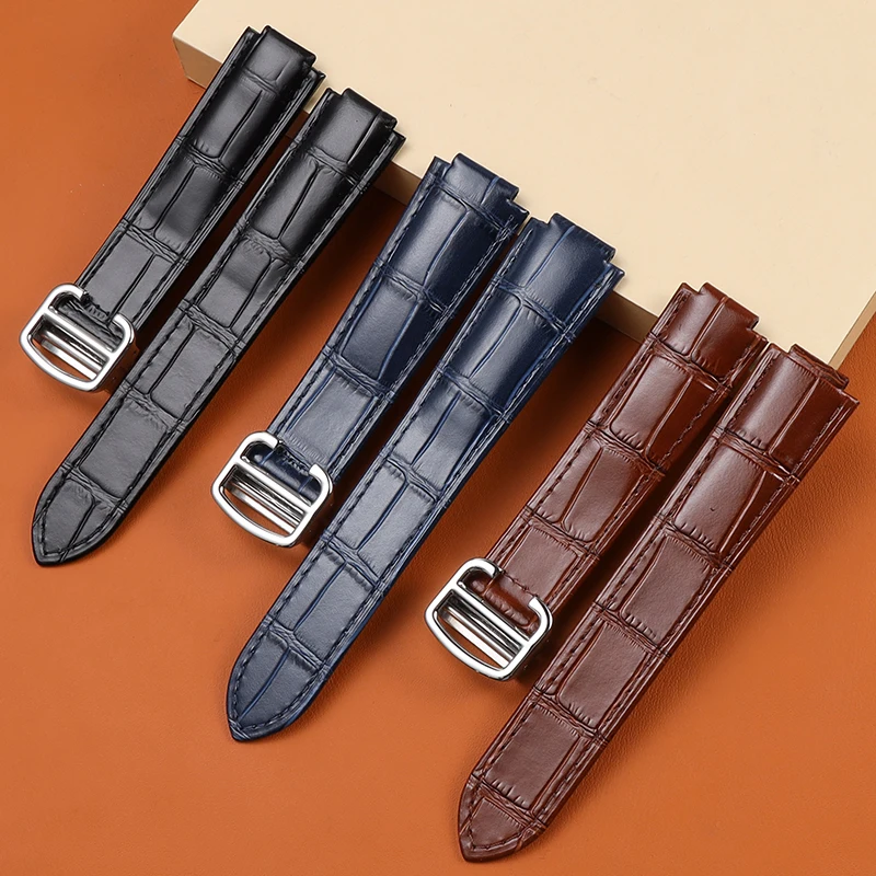 For Cartier Blue Balloon Watch Strap Men's and Women's Cowhide Watchband 18x11mm 20x12mm Large and Small Raised Belt Watch Chain