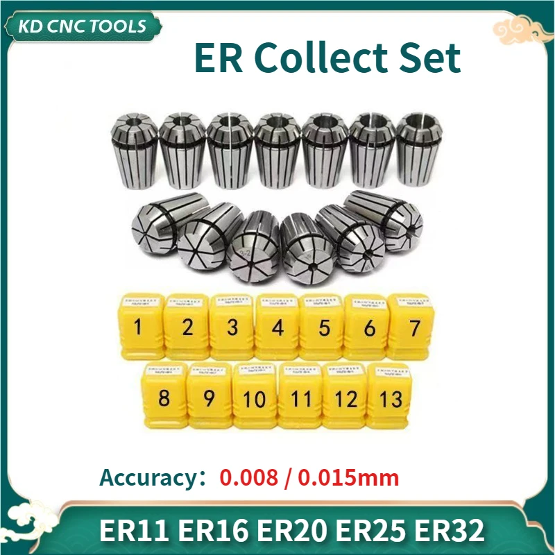 

ER Collect Set ER11 ER16 ER20 ER25 ER32 Spring Collet 0.015MM Chuck For CNC Machining Center Engraving Machine Lathe Mill Tools