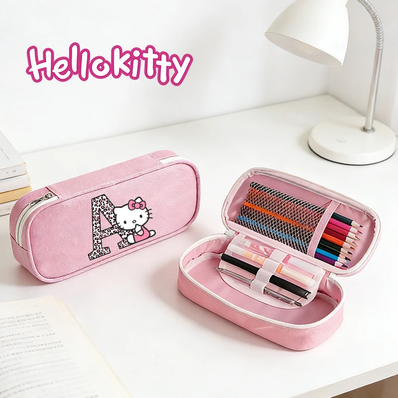 

Sanrio HelloKitty Girl Pencil Case Cartoon KT Cat Pen Bag Student Large Capacity Stationery Bags Cute Pen Pouch Pencil Bag Gift