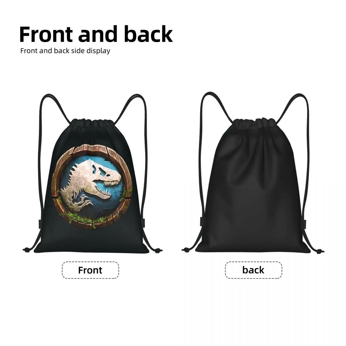 Dinosaur World Jurassics Parks Drawstring Backpack Women Men Sport Gym Sackpack Portable Training Bag Sack