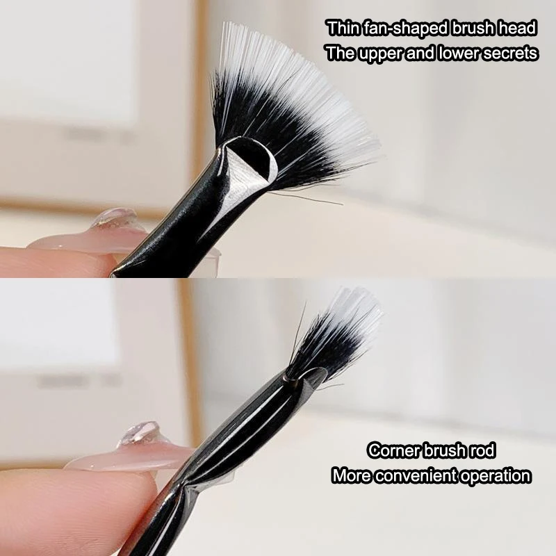 Mascara Fan Brush Scalloped Lash Brush Soft Bristles Foldable Eyelash Brush Folding Angle Eyelash Eyebrow Brush For Makeup Tool