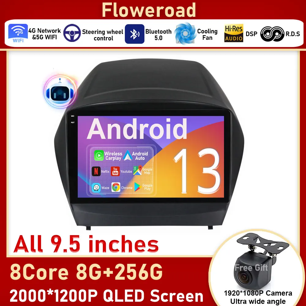 8G+256GB Android Car Radio For Hyundai Tucson 2 LM IX35 2009 - 2015 Stereo Multimedia Video Player Stereo GPS DSP Carplay DVD