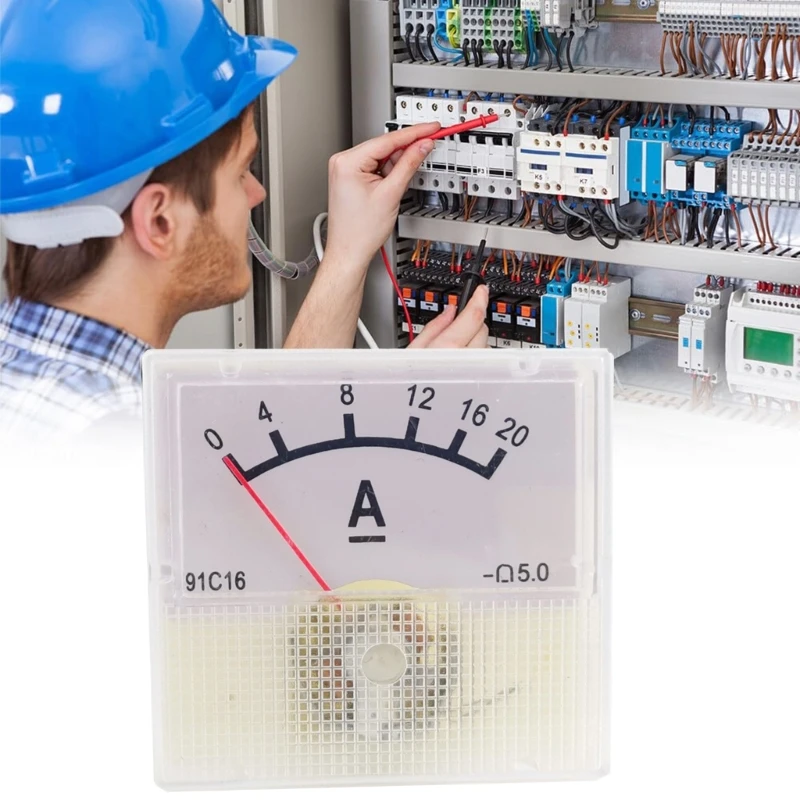 Ammeter DC0-20A Analog Panel Mechanical Pointers Type Ampere Meter Current Meter Dropship