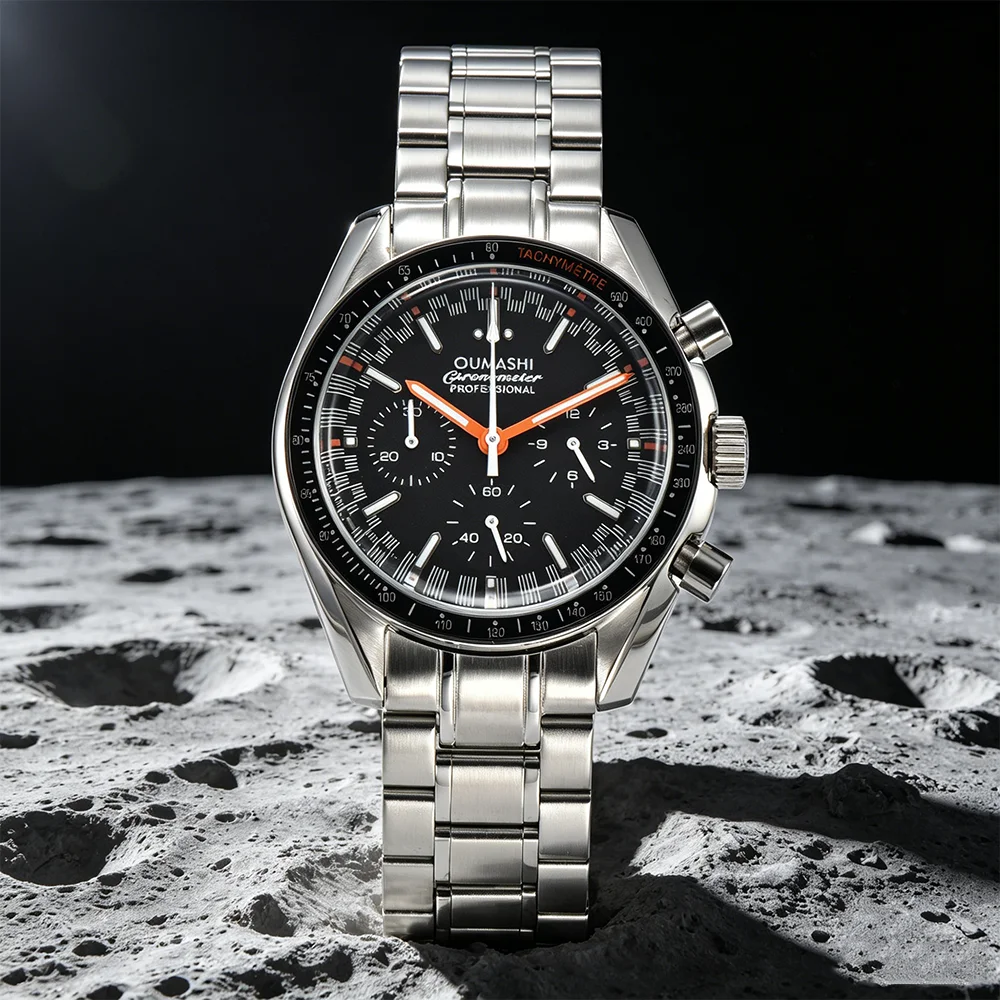 

40mm Men Moon Watch Sapphire Glass VK63 Chronograph Aluminum Bezel Waterproof Fashion Quartz Watch Support Custom Logo