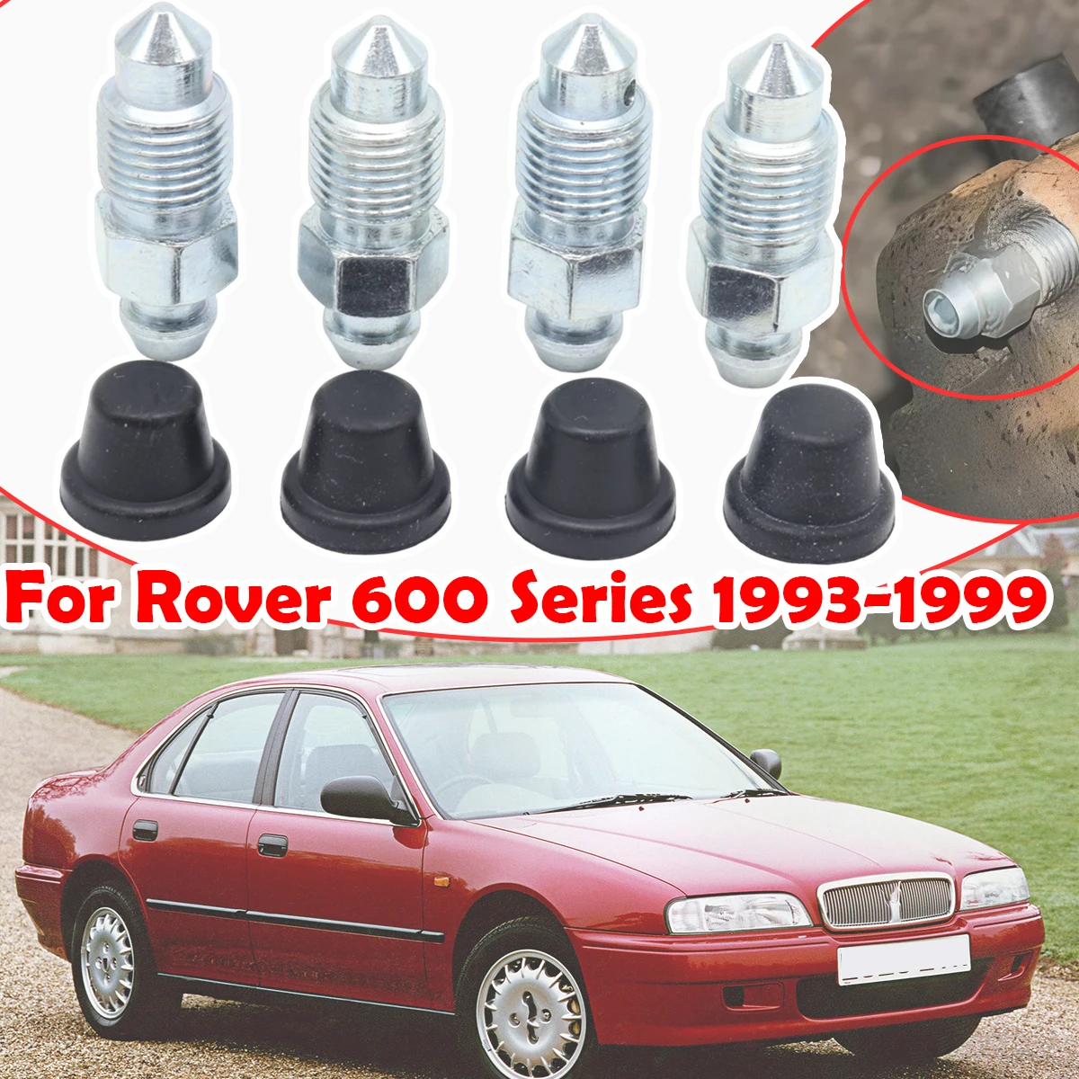 

For Rover 600 Series 1993-1999 Front Rear Bleeder Valves and Rubber Dust Caps Left Right Caliper Bleed Nipple Screw Repair kit