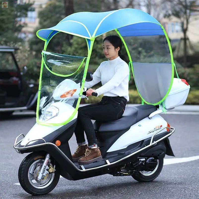 NUOVO Durevole Auto Elettrica Impermeabile Moto Baldacchino Addensato Ombrello Tenda Ombrello Protezione Solare Scudo Antipioggia Baldacchino