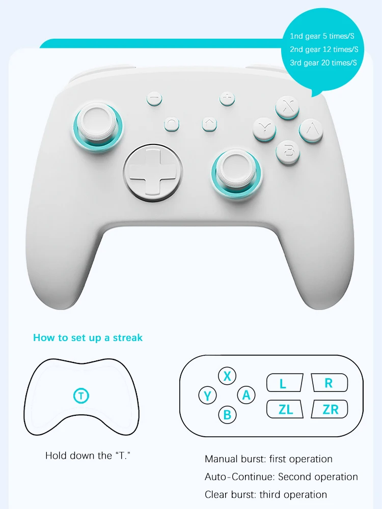 FUNLAB White Luminous Pattern pro controller Compatible Nintendo Switch 1/2 OLED/Lite/NFC/Turbo Wireless Remote Gamepad With RGB