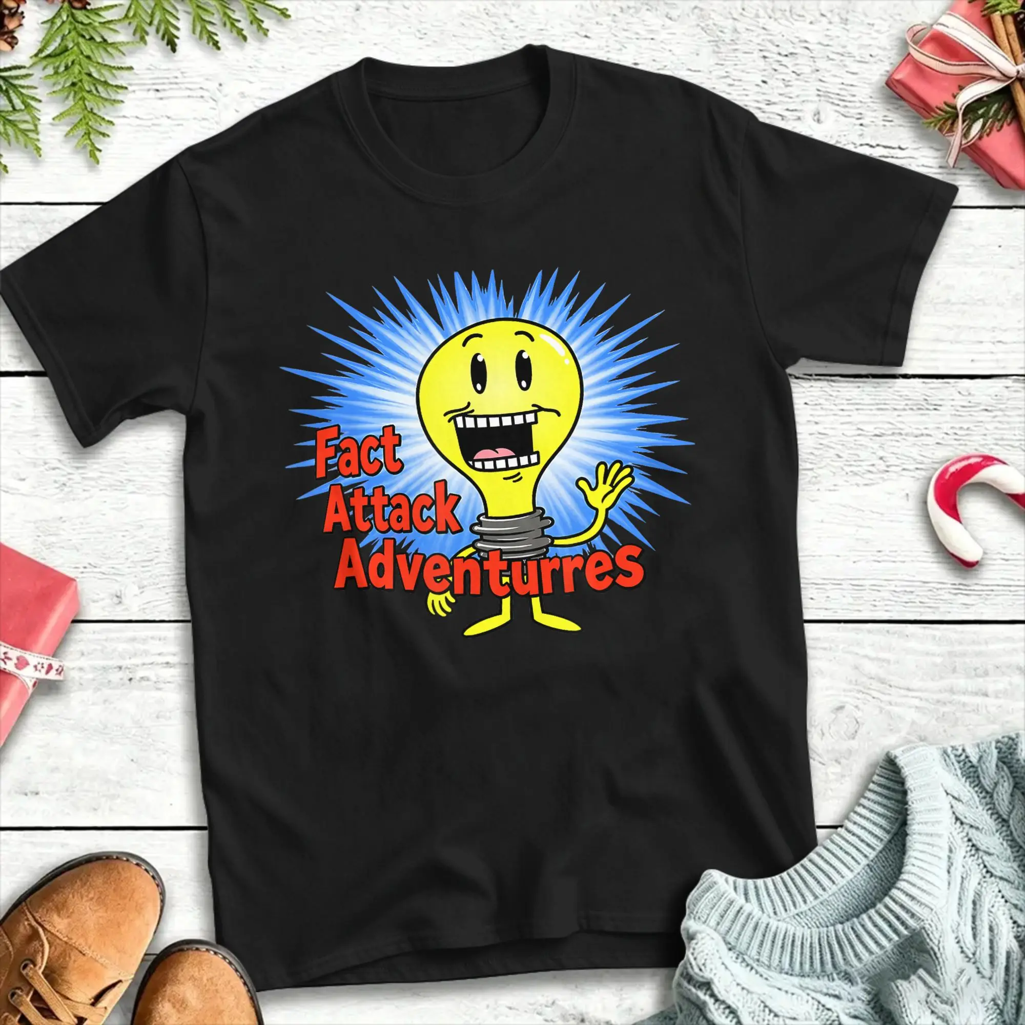 Fact Attack Adventures T Shirt Men's  100% Cotton Awesome T-Shirts Crew Neck  Tees Short Sleeve Clothes Plus Size