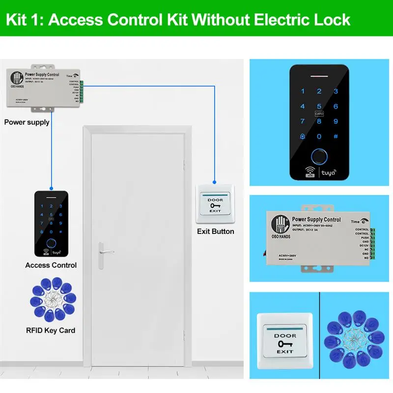 To Wifi Bluetooth Tuya APP Outdoor Access Control System Kits Waterproof RFID Fingerprint Keypad Door Electric Magnetic Strike