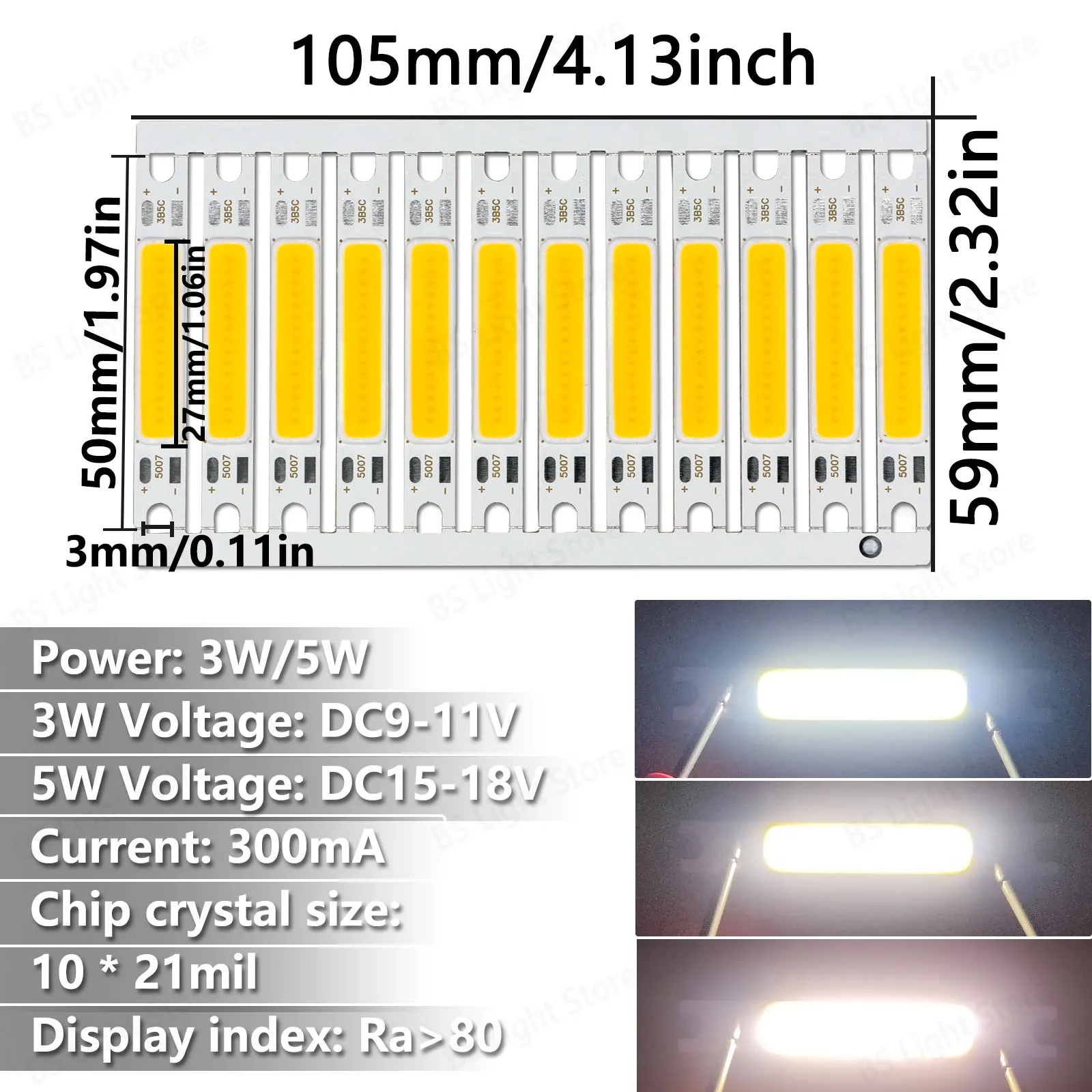 12Pcs Led cob chip DC9-11V DC15-18V COB LED Bulb 5w Strip Panel Module Chip Diode Bar Round Shape Lamp for DIY Lighting Fixture