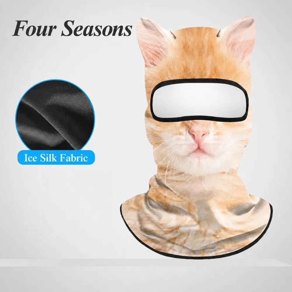 Animal Pattern Balaclava Mask Windproof Ice Silk Full Face Mask Skin Friendly Lifelike Eared Head Cover Cycling/Party/Outdoor