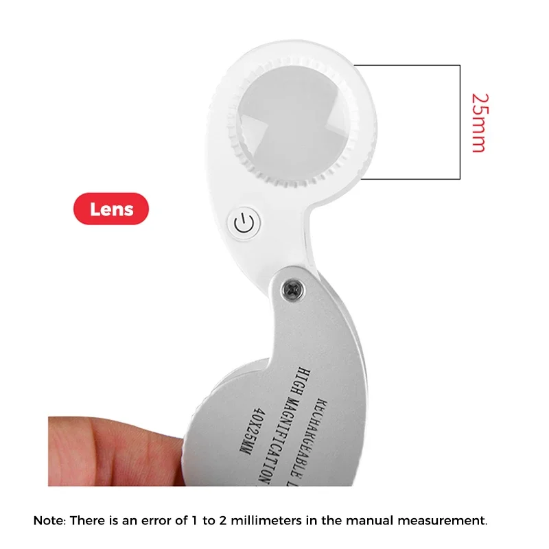 عدسة مكبرة محمولة قابلة للطي 40X 60X، نظارات مكبرة مع 9 مصابيح LED، عدسة مجوهرات مكبرة مضيئة لطوابع العملات المعدنية العتيقة