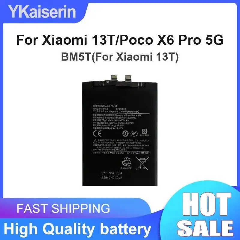 

For Xiaomi 13T Poco X6 Pro 5G BM5T For 13T Mobile Phone Battery Fast Shipping 5000mAh Safe And Reliable