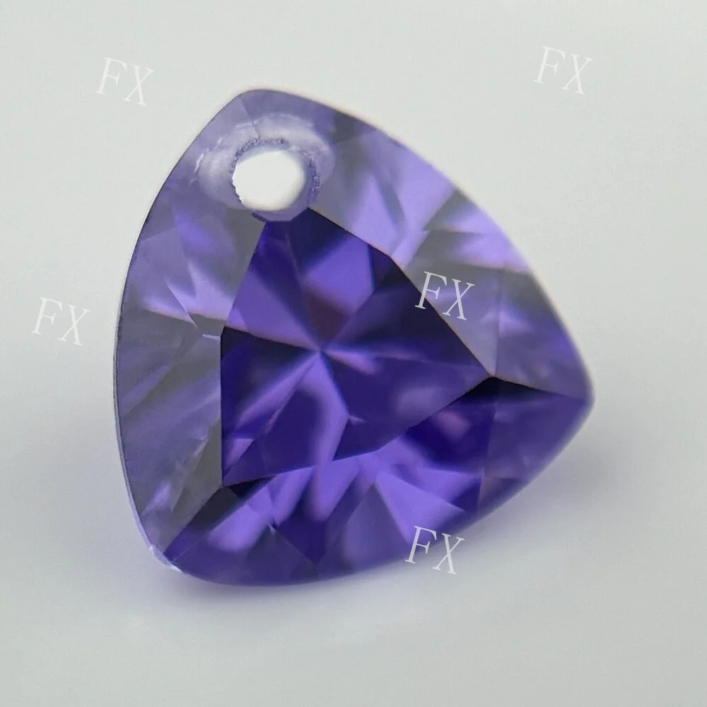 5X5~12x12mm With A Hole Trillion cut White color Loose Cubic Zirconia Gemstone For Jewelry makeing  DIY Purple Orange White Pink