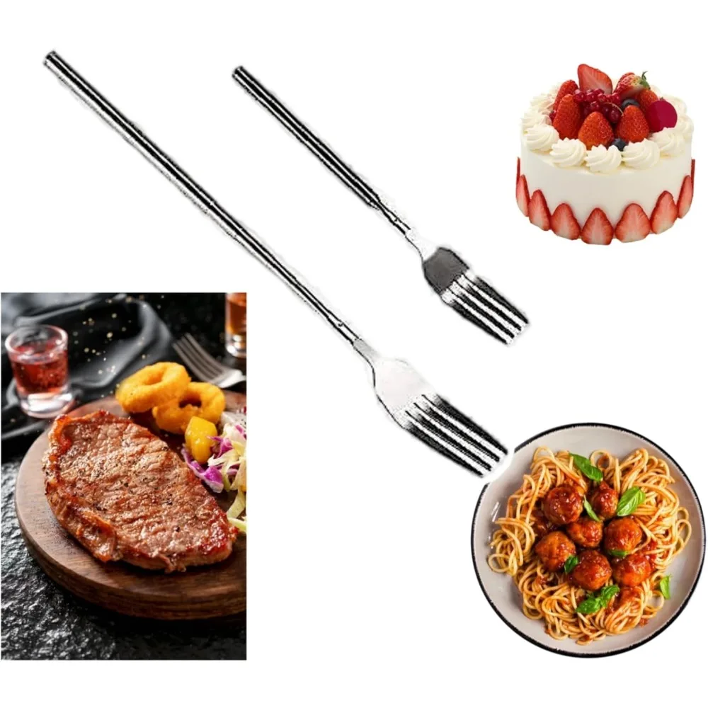 شوكة قابلة للتمديد تلسكوبي عشاء الفاكهة الحلوى أدوات المائدة الطويلة الشوك الشواء شوكة اللحوم اكسسوارات المطبخ أدوات الفضة المقاوم للصدأ #6