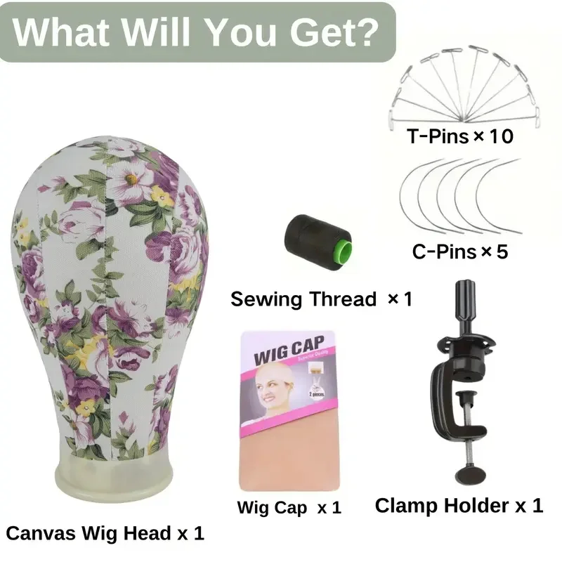 55.88cm プレミアムウィッグヘッドマネキン 取り付け穴付き - リアルな輪郭、ウィッグキャップとスタイリングアクセサリーが含まれます
