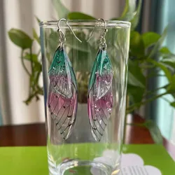 Minar Fairy Clear Gradient Resin Simulation Wing Drop Earrings For Women Shiny Rhinestone Butterfly Earring Fashion Jewelry 2024