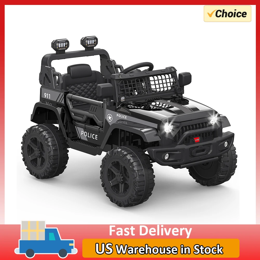 Ride on Truck Car 12V Kids Electric Vehicles with Remote Control Spring Suspension, LED Lights, Bluetooth, Music, 2 Speeds