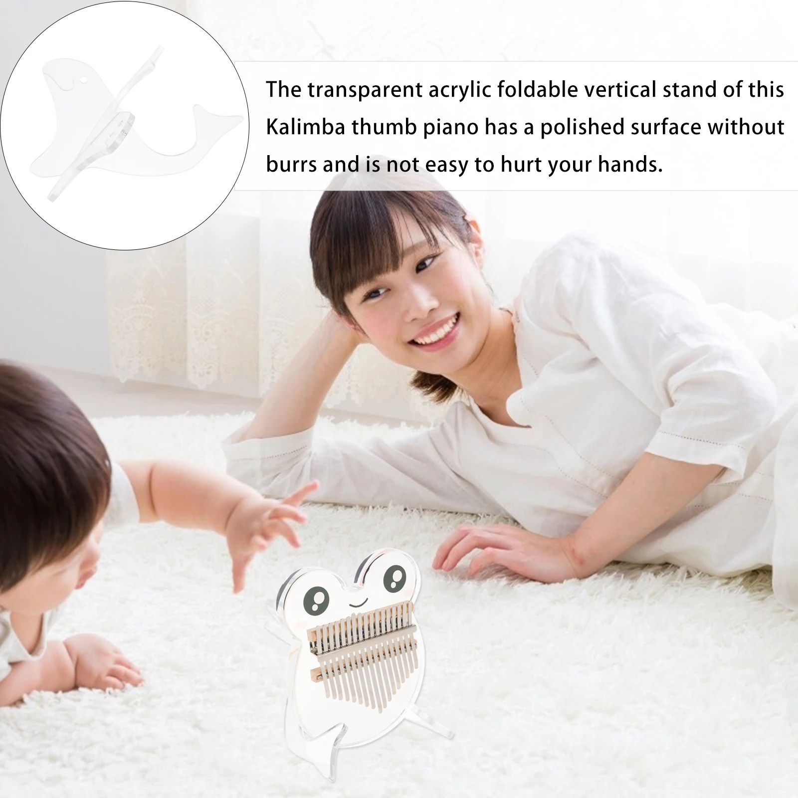 

High Quality Acrylic Thumb Piano Stand Portable Kalimba Bracket Durable Material Fine Workmanship White Small Suitable Home